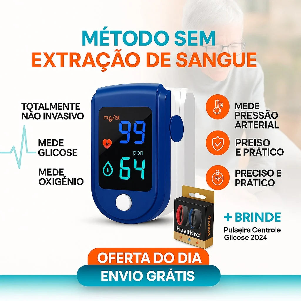 GlucoCare™ 3 em 1 Medidor de Glicose Sem Dor + Colesterol + Pressão Arterial + ENVIO GRATIS